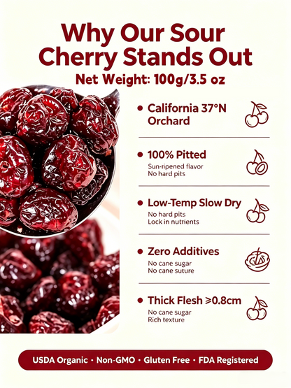 🍒Dried Sour Cherry Snacks, Natural Pitted Fruit Treats-9YOE9